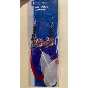 Los Angeles Clippers NBA Basketball Blue and Red Fan Feather Earrings New‎